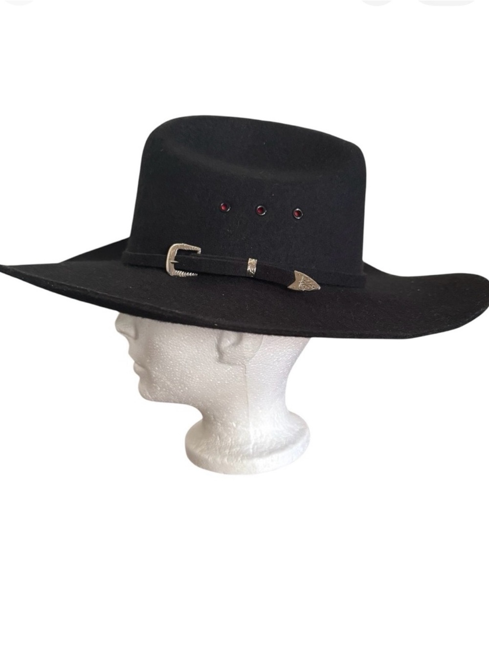 VTG Ranger CLI Black Western Cowboy Hat Size 55 5X Wool Felt Buckle Satin Lined